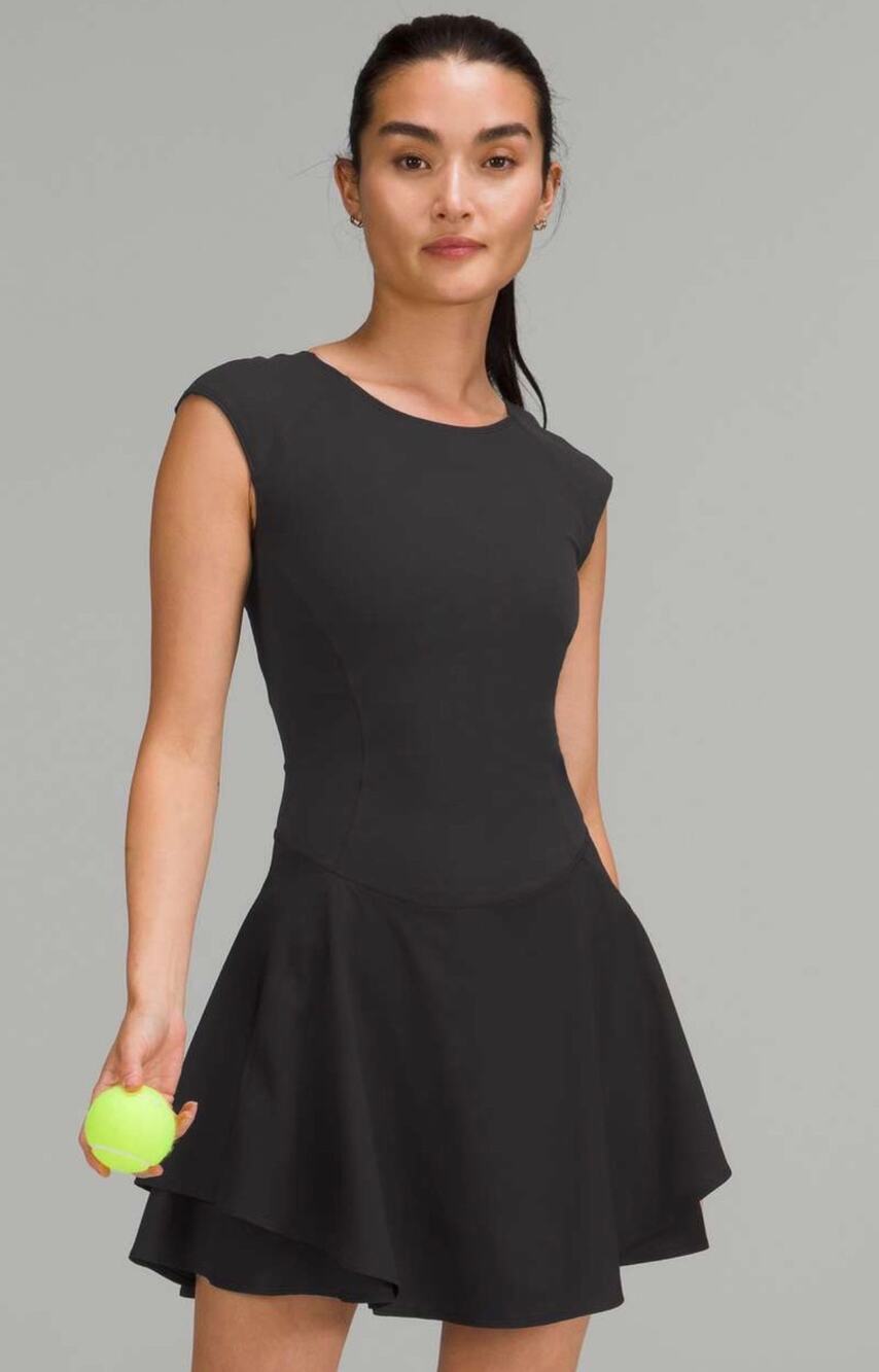 Lululemon Everlux Mesh-Back Tennis Dress Black Size 8 Athletic Pickleball